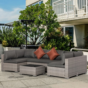 Outsunny 4 PCS Patio PE Rattan Wicker Sofa Conservatory Outdoor Furniture Set