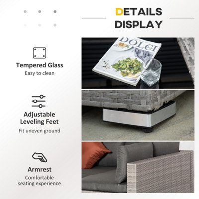 Outsunny 4 PCS Patio PE Rattan Wicker Sofa Conservatory Outdoor ...