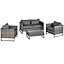 Outsunny 4 PCs PE Rattan Wicker Outdoor Dining Set Sofa Chairs Table Cushions Deep Grey