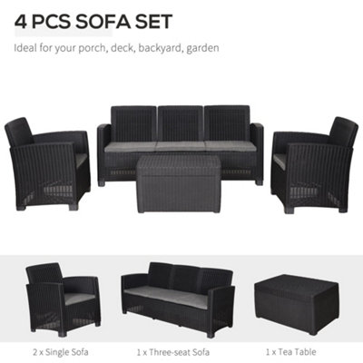 Outdoor sectional store black wicker