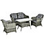 Outsunny 4 PCS Rattan Garden Furniture, Padded Cushions Conversation Sofa Set