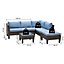 Outsunny 4 PCs Rattan Wicker Set 2 Cushioned Double Sofa Footstool Coffee Table