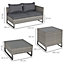 Outsunny 4 PCs Rattan Wicker Sofa Set Conservatory Furniture with Side Storage Box