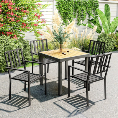 Outsunny PCs Stackable Outdoor Garden Chairs with Metal Slatted