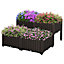 Outsunny 4-piece Elevated Flower Bed Vegetable Planter Plastic, Brown