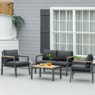 Outsunny 4 Piece Outdoor Conversation Furniture Set with Coffee Table