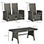 Outsunny 4 Piece Rattan Garden Furniture Sets, Sofa Sectional with Wicker Sofa, Reclining Armchair and Glass Table, Grey