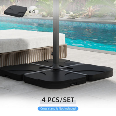 SHATCHI 4Pcs Heavy Duty Square Banana Umbrella Stand Cantilever Parasol Base Parasol Weights for Patio Offset Fillable 116kg Sand or 96kg Water Base