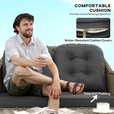 Outsunny 4 Pieces Rattan Sofa Set Outdoor Conservatory Furniture with ...