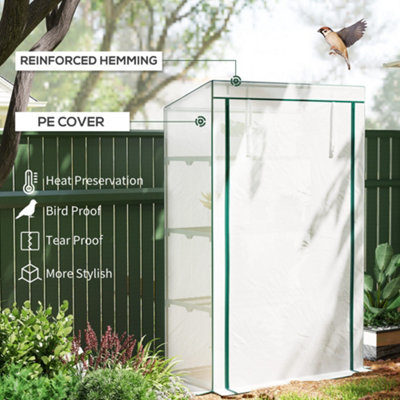 Outsunny Large Outdoor Greenhouse, 8'x4'x7', Walk-in, Polycarbonate Kit, Aluminum Frame, Sliding Door, Roof Vent