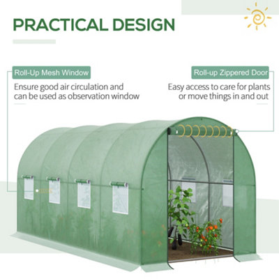 Outsunny 4 x 2M Polytunnel Walk-in Garden Greenhouse with Zip Door and Windows