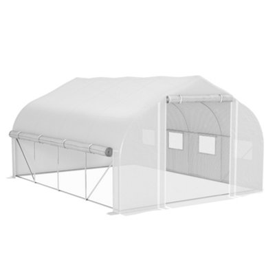 Outsunny 4 x 3(m) Walk-in Tunnel Greenhouse, Roll Up Sidewalls, Mesh Door