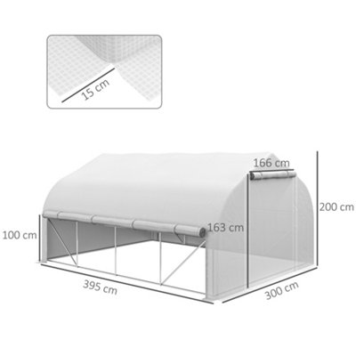 Outsunny 4 x 3(m) Walk-in Tunnel Greenhouse, Roll Up Sidewalls, Mesh Door