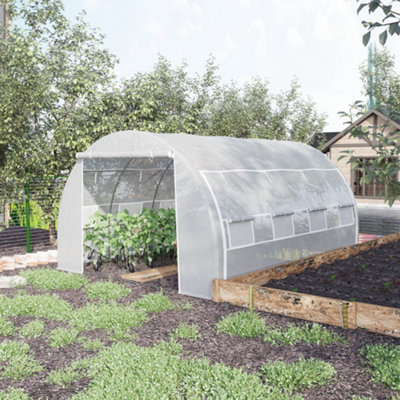 VOUNOT Polytunnel Greenhouse 4x3x2m (12m²) – Walk-In Garden Tunnel With Steel Frame, 8 Windows & Roller Door-1166556