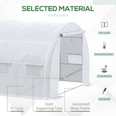 VOUNOT Polytunnel Greenhouse 4x3x2m (12m²) – Walk-In Garden Tunnel With Steel Frame, 8 Windows & Roller Door