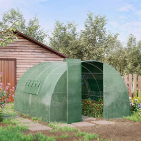 Outsunny 4 x 3M Walk-in Garden Polytunnel Greenhouse Galvanised Steel With Door