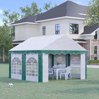 Outsunny 4 x 4m Marquee Gazebo, Party Tent with Sides and Double Doors