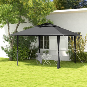 Outsunny 4 x 4m Outdoor Pop-Up Canopy Tent Gazebo Adjustable Legs Bag Dark Grey