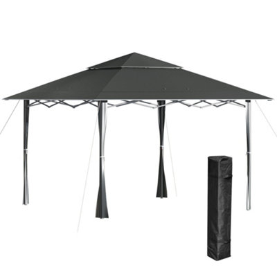 Outsunny 4 x 4m Outdoor Pop-Up Canopy Tent Gazebo Adjustable Legs Bag Grey