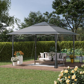 Outsunny 4 x 4m Outdoor Pop-Up Canopy Tent Gazebo Adjustable Legs Bag Grey