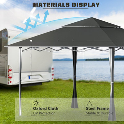 Outsunny 4 x 4m Outdoor Pop Up Canopy Tent Gazebo Adjustable Legs Bag Grey