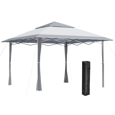 Outsunny 4 x 4m Outdoor Pop-Up Canopy Tent Gazebo Adjustable Legs Bag White