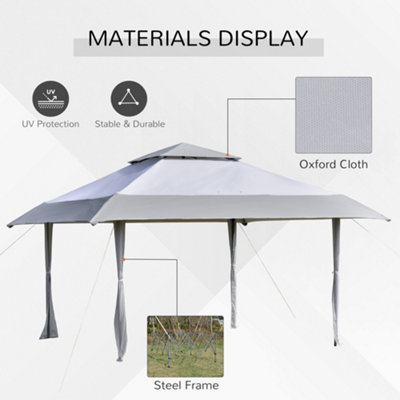 Outsunny 4 x 4m Outdoor Pop-Up Canopy Tent Gazebo Adjustable Legs Bag White