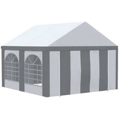 Outsunny 4 x 4m Party Tent, Marquee Gazebo with Sides, Windows and Double Doors