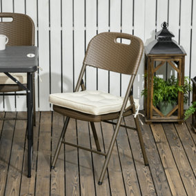 Outsunny 40 x 40cm Replacement Garden Seat Cushion Pad with Ties, Cream