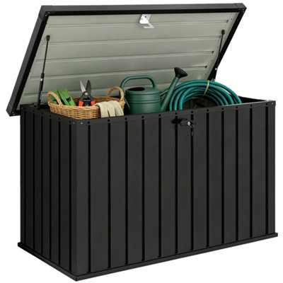Outsunny 400L Waterproof Metal Outdoor Storage Box with Lock and