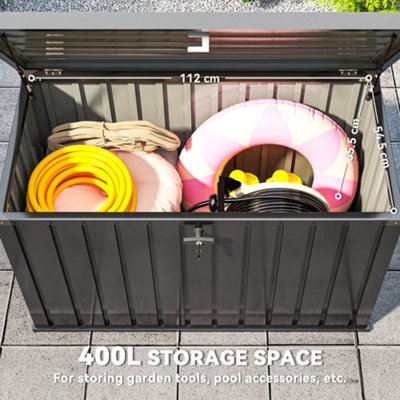 Outsunny 400L Waterproof Metal Outdoor Storage Box with Lock and