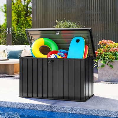 Outsunny 400L Waterproof Metal Outdoor Storage Box with Lock and