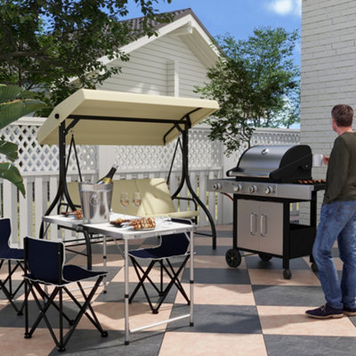 Outsunny 4ft Aluminium Portable Folding Camping Picnic Table Outdoor Garden