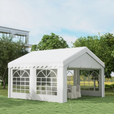 Outsunny 4m Gazebo Garden Marquee Canopy Party Carport Shelter Garage Tent White