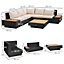 Outsunny 4PC Rattan Sofa Set Garden Furniture Coffee Table Chairs Conservatory Black Frame