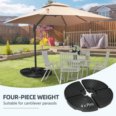 Outsunny 4PCs Parasol Bases Umbrella Weights w/ Handles for Garden Patio, Black