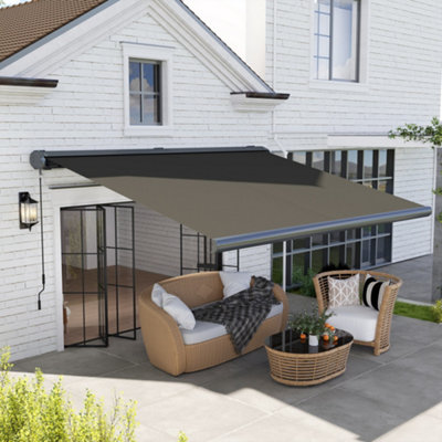 Outsunny 4x3(m) Full Cassette Electric Awning, Aluminium Frame, Dark Grey
