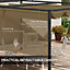 Outsunny 4x3(m) Metal Pergola Gazebo Patio Sunshelter Retractable Canopy Khaki
