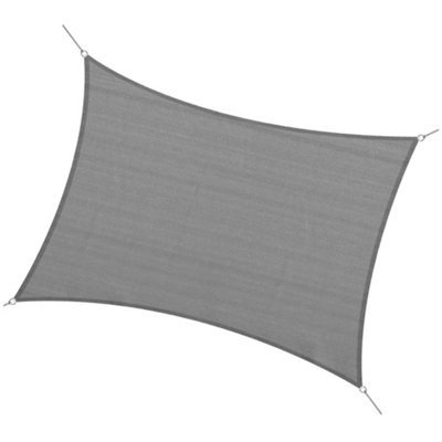 Outsunny 4x3m Sun Shade Sail Rectangle HDPE Canopy UV Protection, Charcoal Grey