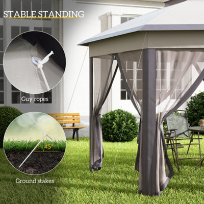 Outsunny Foldable Gazebo 4x4 M Beige