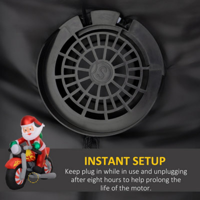Outsunny 5.6FT Christmas Blow Up Santa Claus Riding Motorcycle w/ LED ...