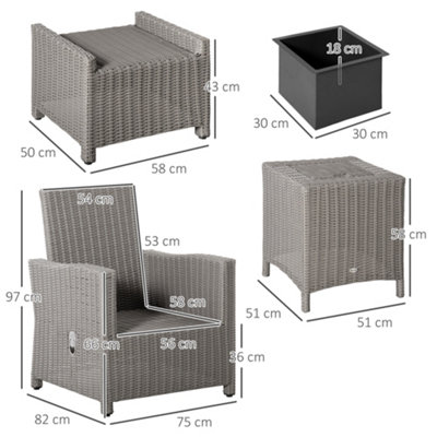 Outsunny 5 PCs Outdoor Rattan Lounge Sofa Footstool Cooler Bar Coffee Table Set
