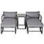 Outsunny 5 Piece Garden Conversation Set 2 Footstools End Table with Cushions
