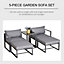 Outsunny 5 Piece Garden Conversation Set 2 Footstools End Table with Cushions