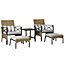 Outsunny 5 Piece PE Rattan Garden Furniture Set, 2 Armchairs,2 Stools, Steel Tabletop with Wicker Shelf