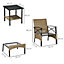 Outsunny 5 Piece PE Rattan Garden Furniture Set, 2 Armchairs,2 Stools, Steel Tabletop with Wicker Shelf