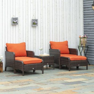 Outsunny 5 Pieces Outdoor Patio Furniture Set Wicker Conversation Set Brown