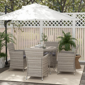 Outsunny 5 Pieces Rattan Garden Furniture Set for Patio, Lawn, Balcony, Grey