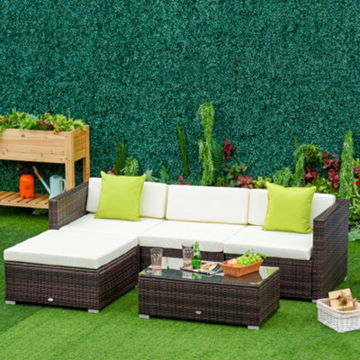 Rattan corner sofa set 5 deals piece