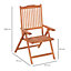 Outsunny 5-Position Acacia Wood Chair Folding Recliner Dining Seat Garden